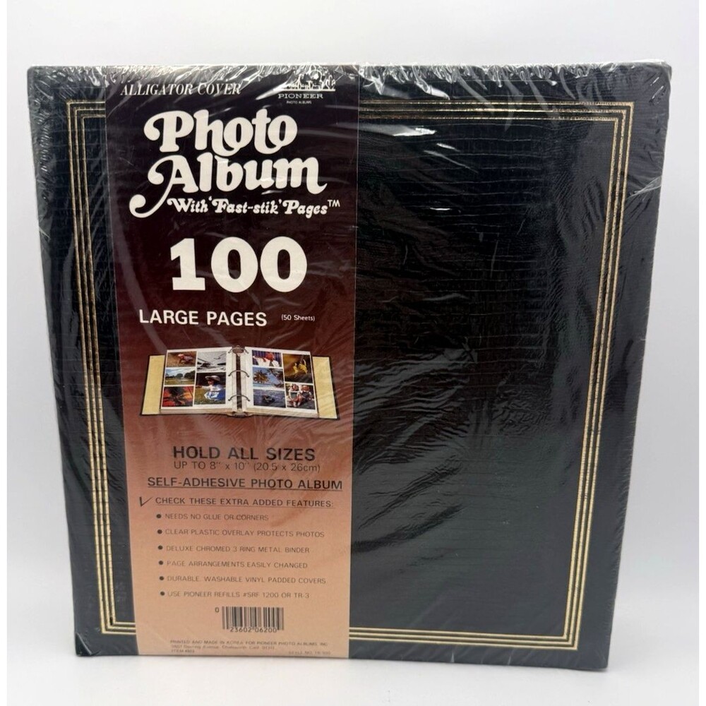 Vintage Pioneer Photo Album Green Vinyl Faux Leather Cover & 100 Large Pages NIP